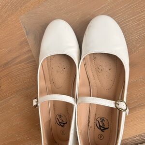 Elegant White Mary Jane Flats